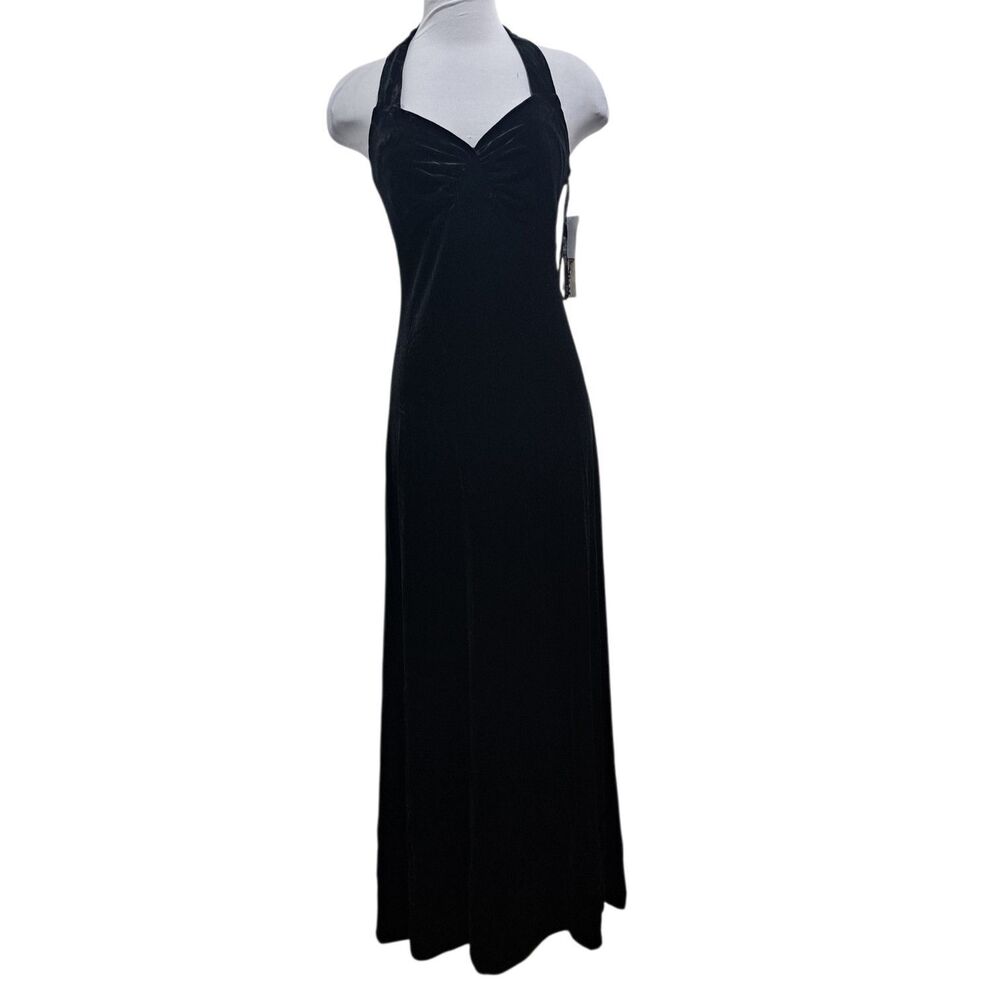 Vintage Betsy & Adam Velvet Witchy Y2K Gothic Maxi Dress  Size 8 Black NWT